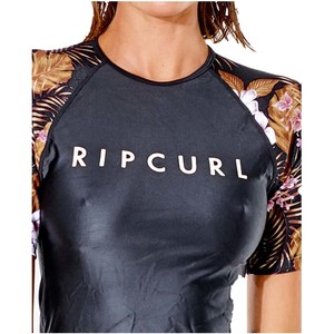 2022 Rip Curl Playabella Relaxt Lycra Vest Met Korte Mouwen Voor Dames 120wrv - Zwart / Goud